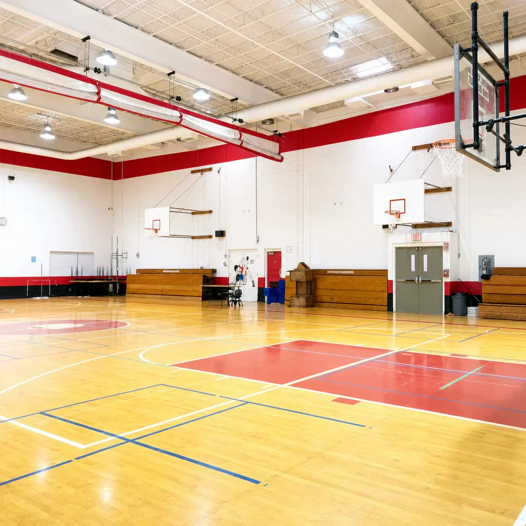 Hallway entry, Gym